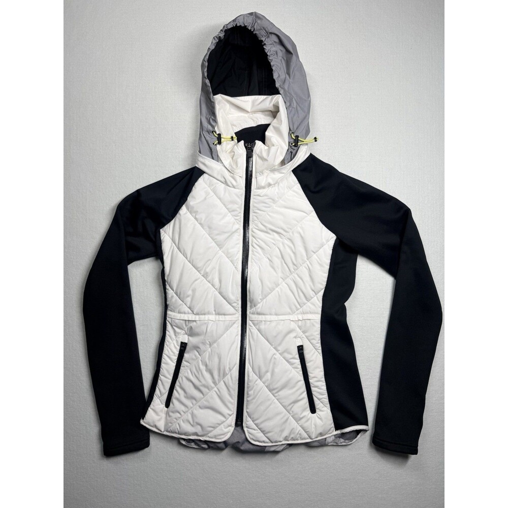 Athleta Hooded Insulated Jacket White Black Gray Women’s XS